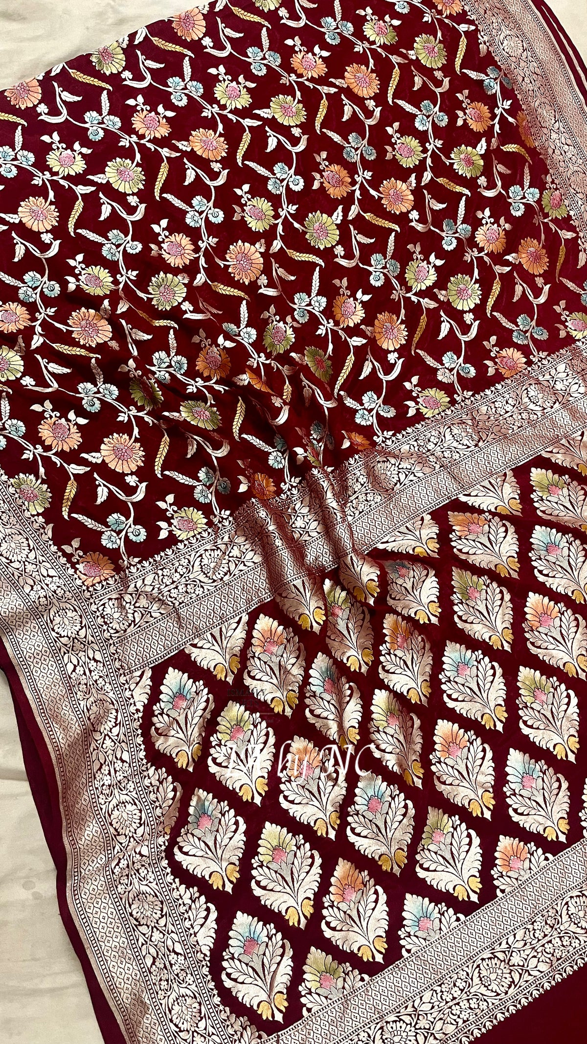 Byzantine Banarasi Pure Khaddi Georgette Saree