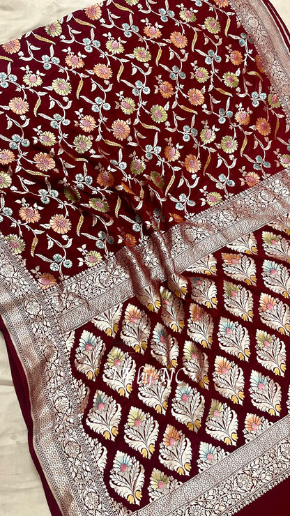 Byzantine Banarasi Pure Khaddi Georgette Saree