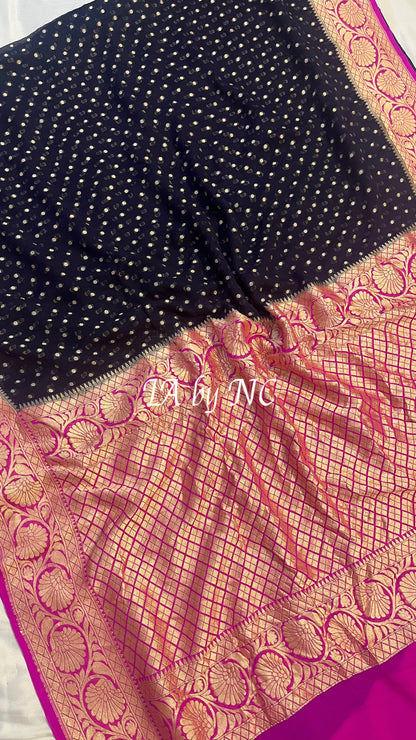Black Banarasi Pure Khaddi Georgette Saree