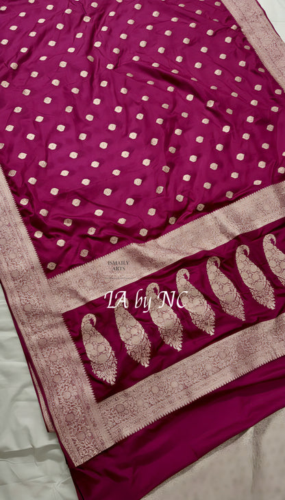Plum Banarasi Mashru Katan Silk Saree