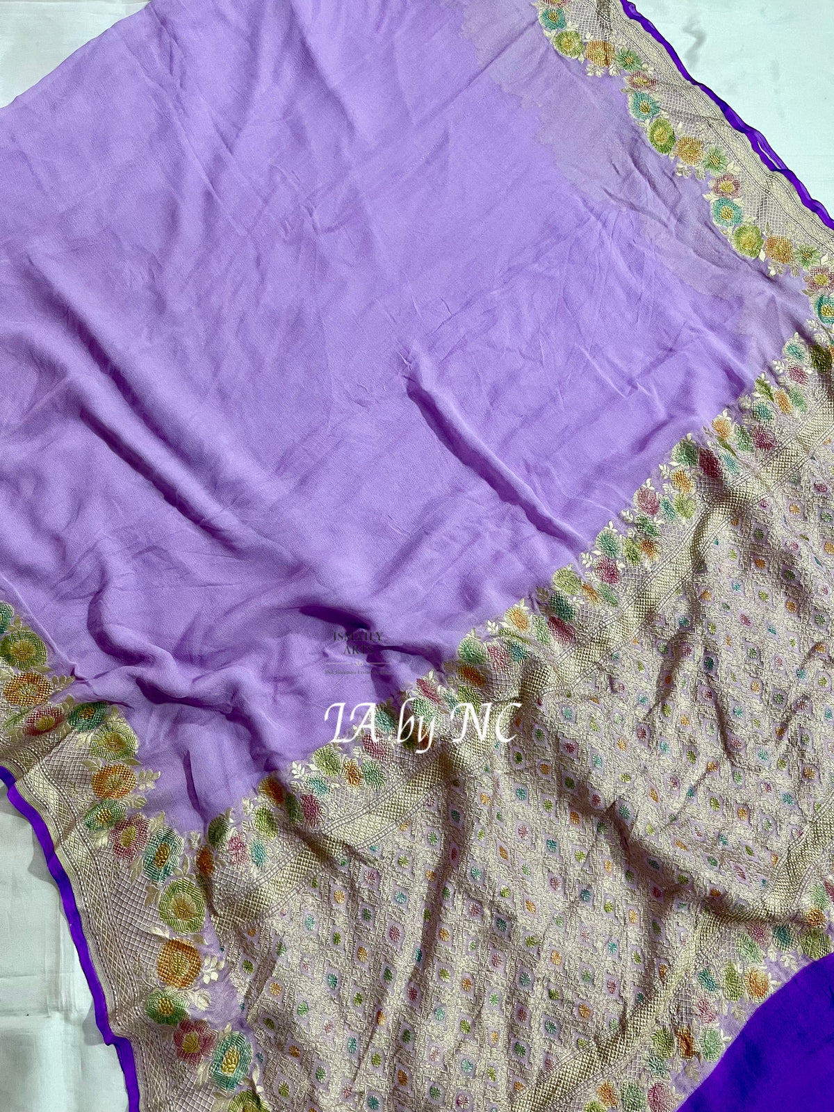 Lavender Banarasi Pure Khaddi Georgette Saree