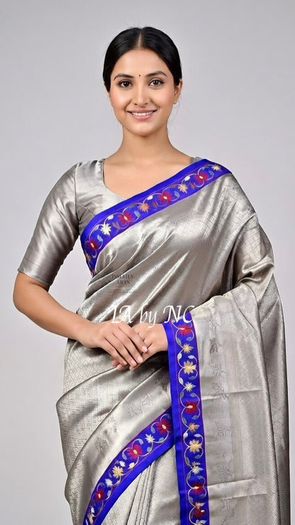 Grape Banarasi Pure Tissue Silk Designer Saree