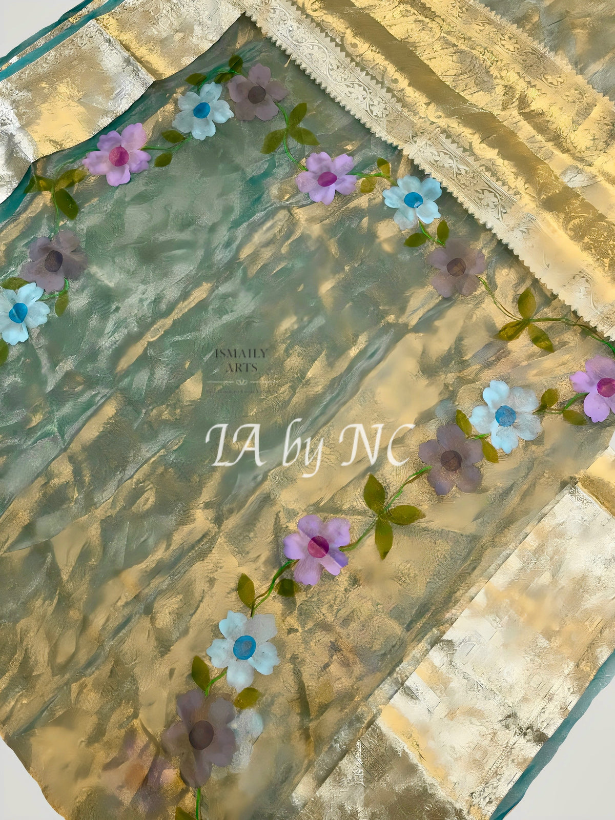 Turquoise Banarasi Pure Tissue Silk Saree
