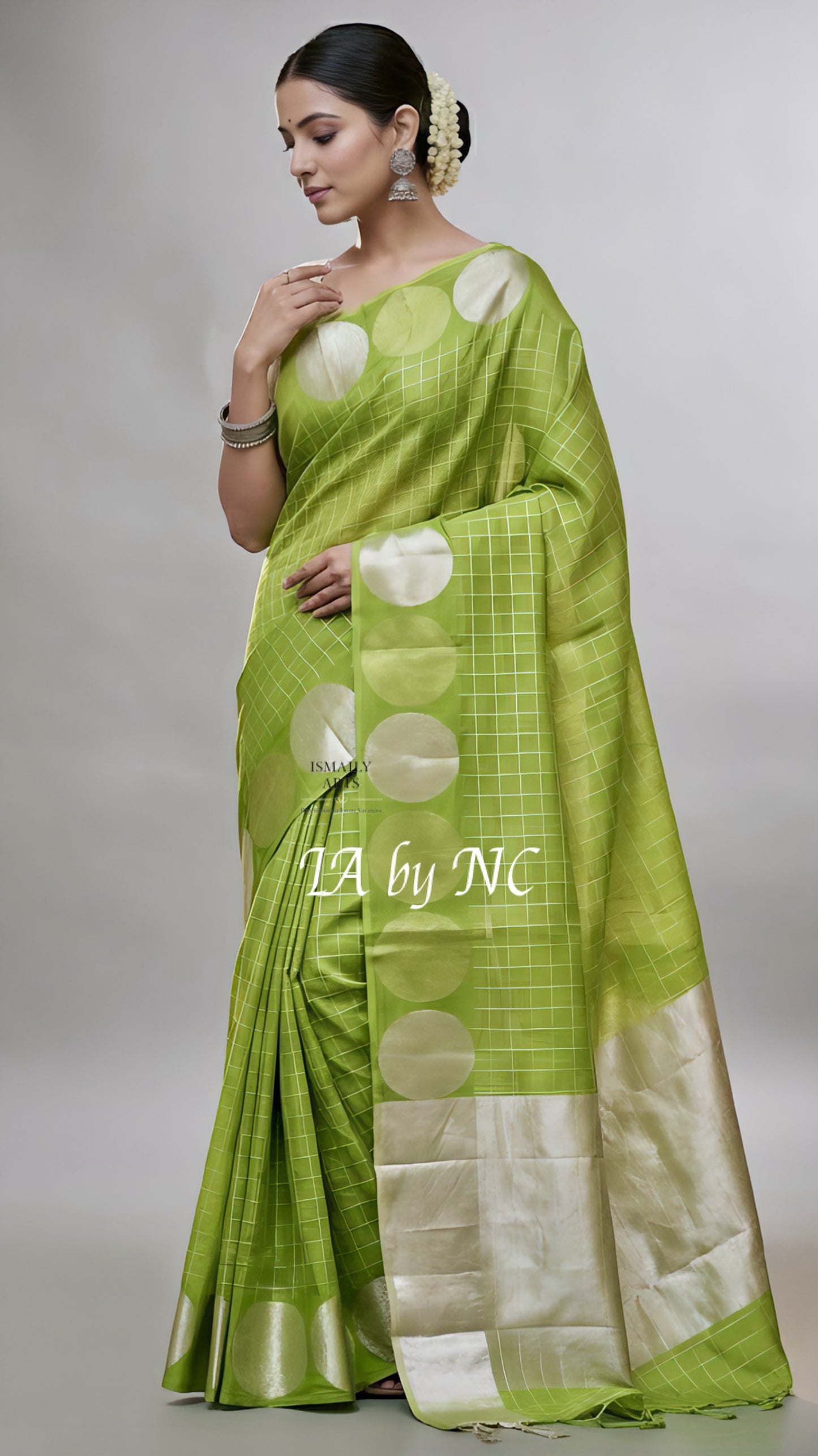 Moss Banarasi Pure Kora Organza Kadwa Saree