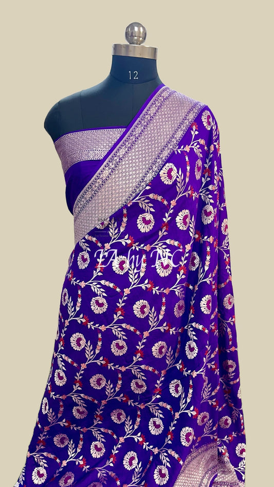 Grape Banarasi Pure Munga Silk Saree