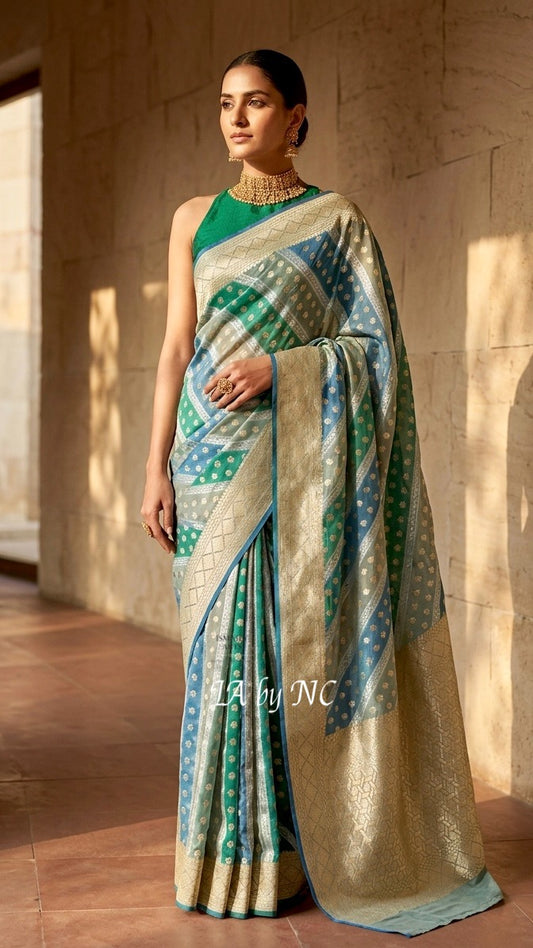 Sky Banarasi Pure Khaddi Georgette Saree