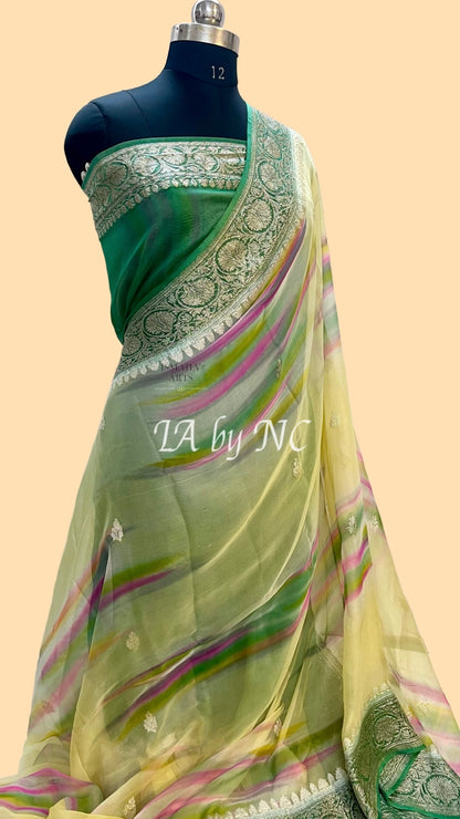 Hunter Banarasi Pure Khaddi Georgette Kadwa Saree