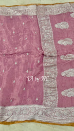 French Banarasi Pure Khaddi Tissue Georgette Kadwa Saree