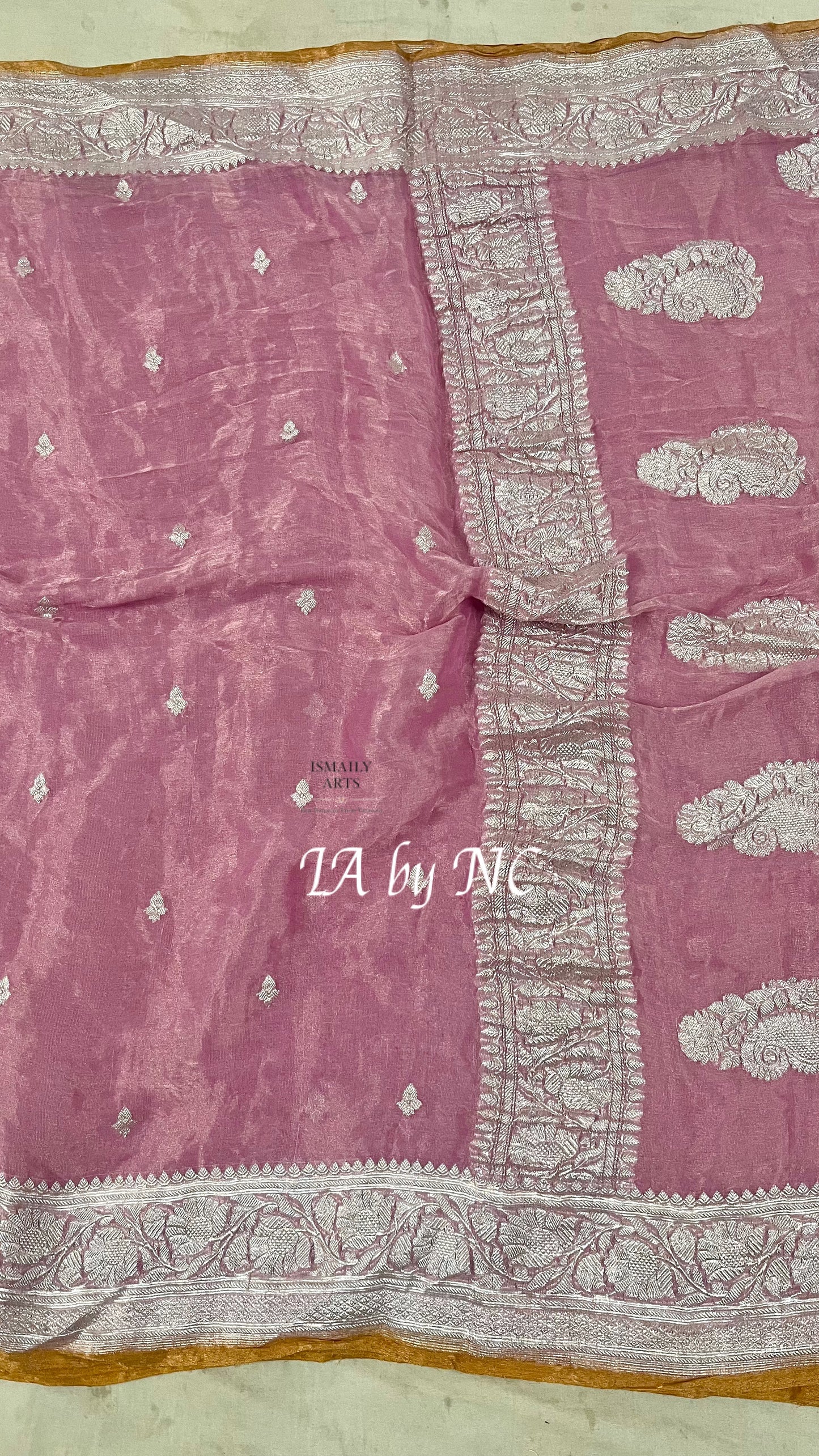 French Banarasi Pure Khaddi Tissue Georgette Kadwa Saree