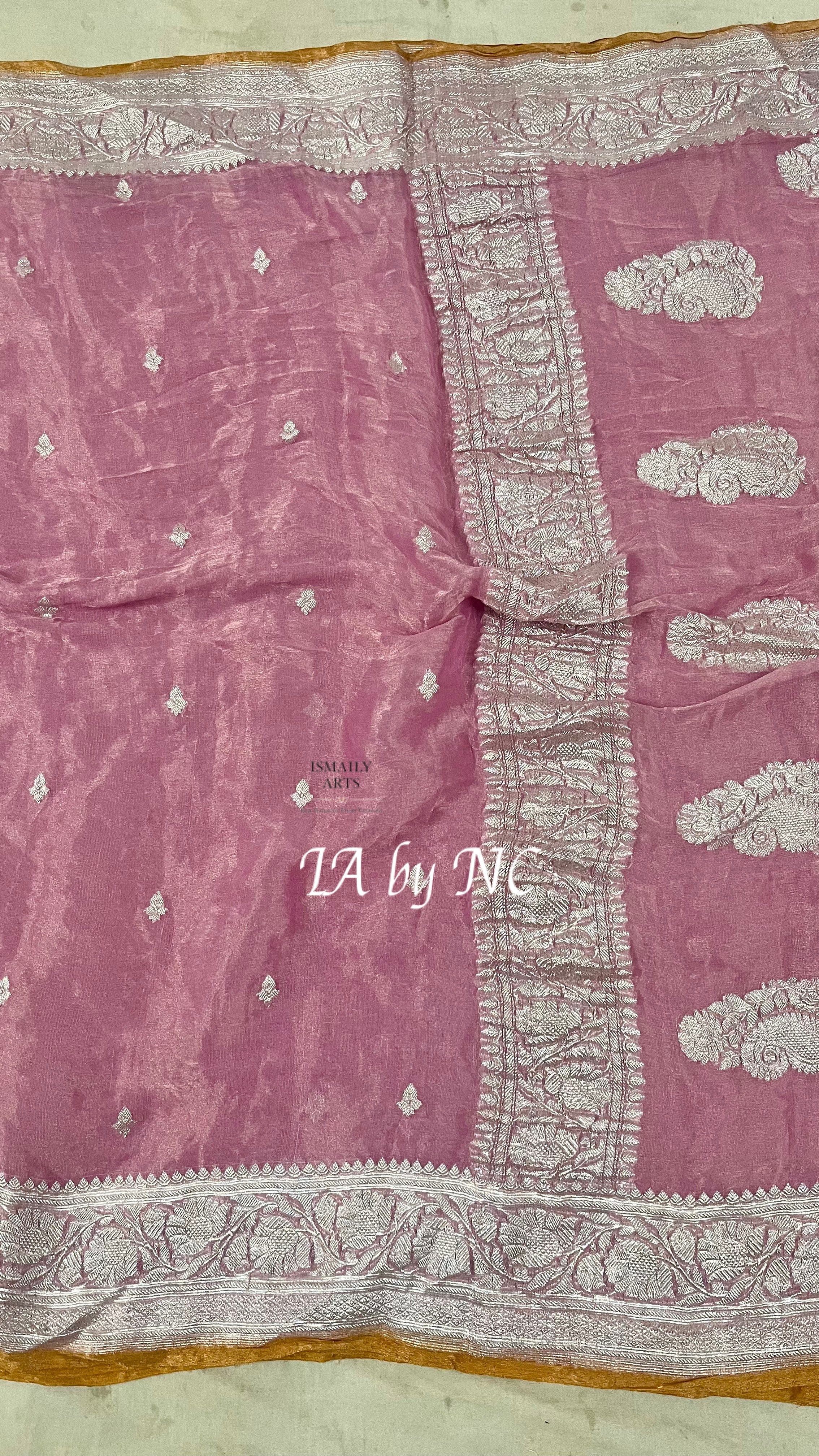French Banarasi Pure Khaddi Tissue Georgette Kadwa Saree