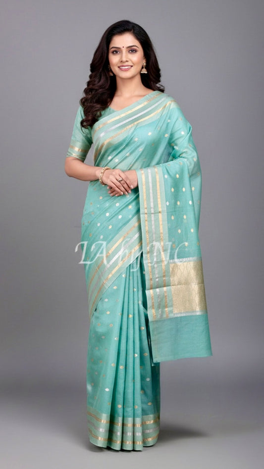 Mild Banarasi Pure Kora Organza Kadwa Saree