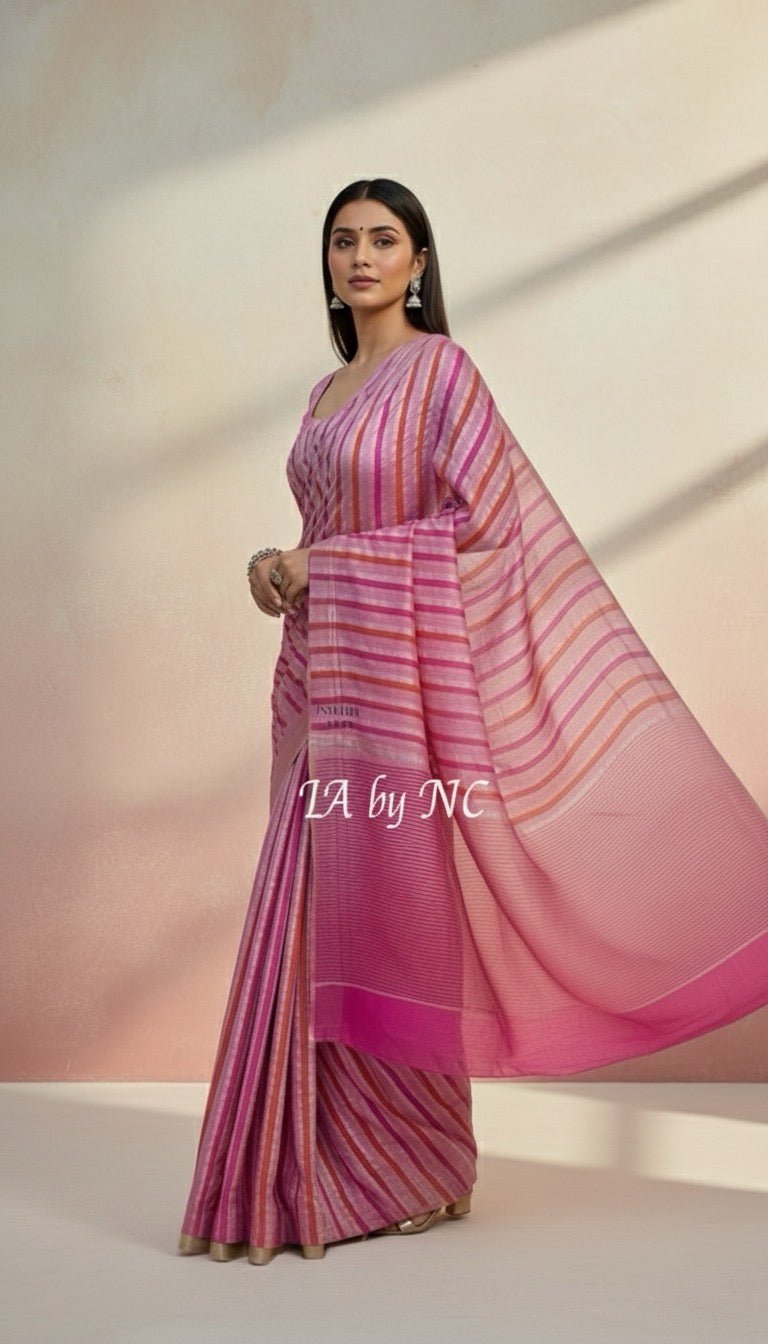 Pink Banarasi Pure Munga Silk Rangkat Saree