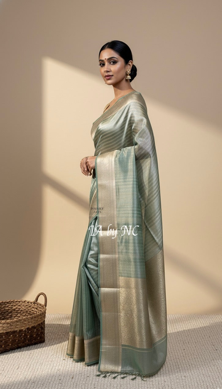 Pine Banarasi Pure Tissue Silk Saree