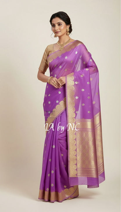 Electric Banarasi Pure Kora Silk Kadwa Saree