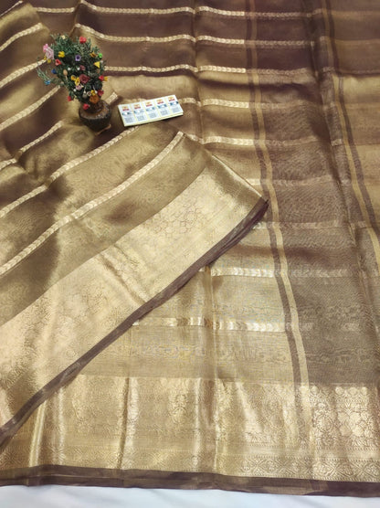 Walnut Banarasi Pure Tissue Silk Saree