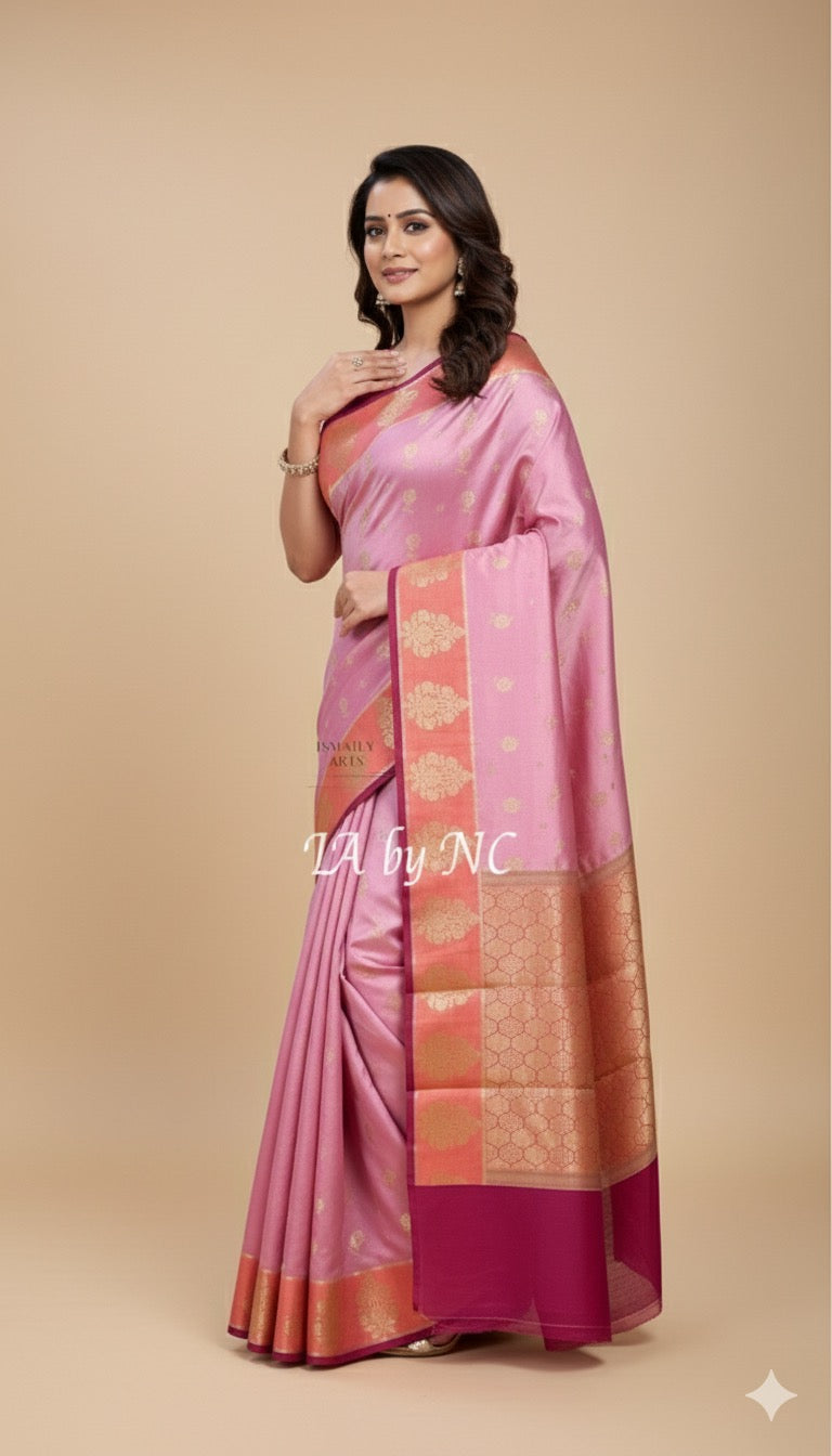 Mulberry Banarasi Pure Katan Silk Raw Mango Saree