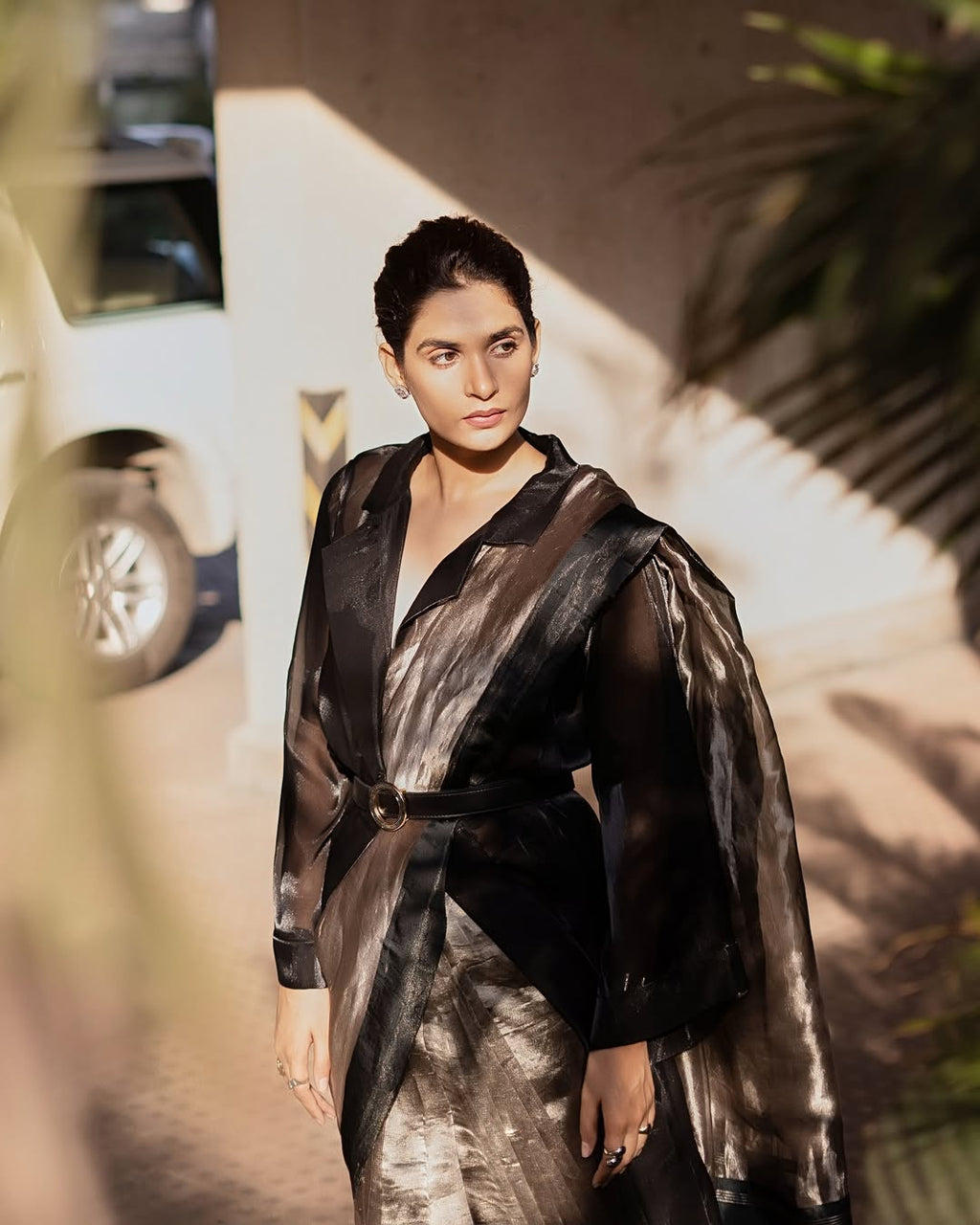 Black Banarasi Pure Tissue Silk Saree - Satin Border
