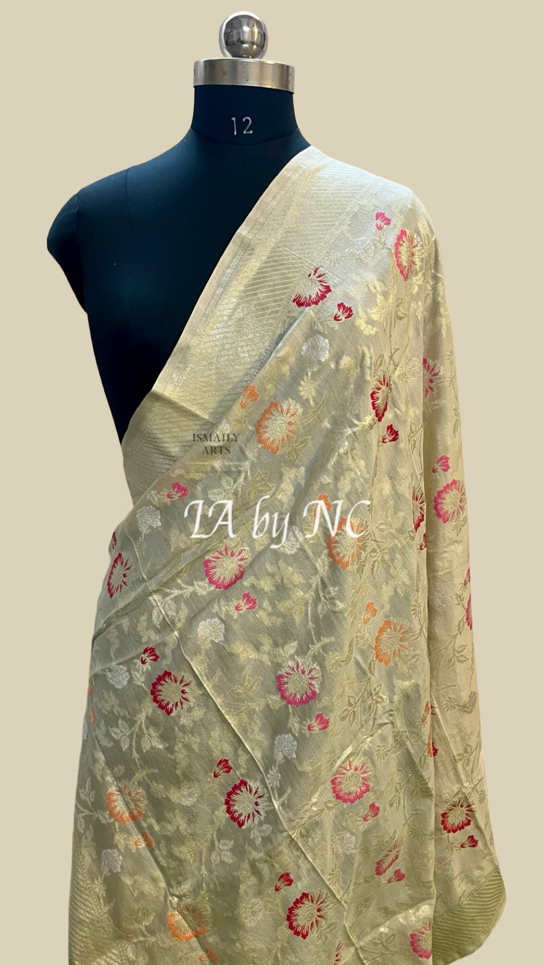 Beige Banarasi Pure Munga Silk Dupatta