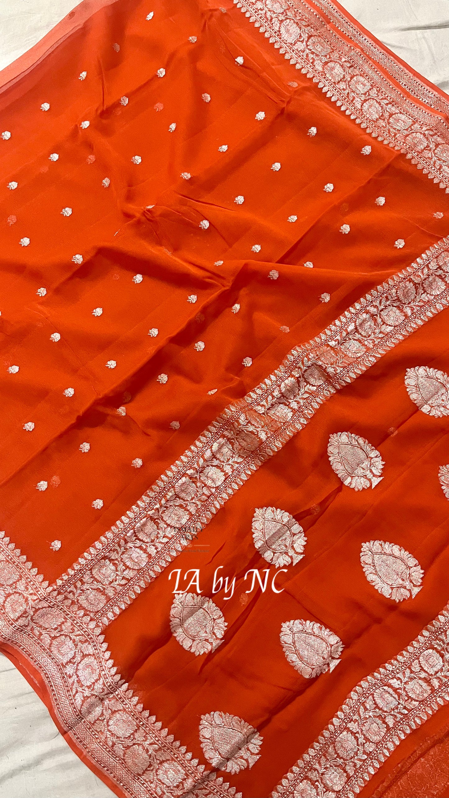 Scarlet Banarasi Pure Khaddi Georgette Kadwa Saree