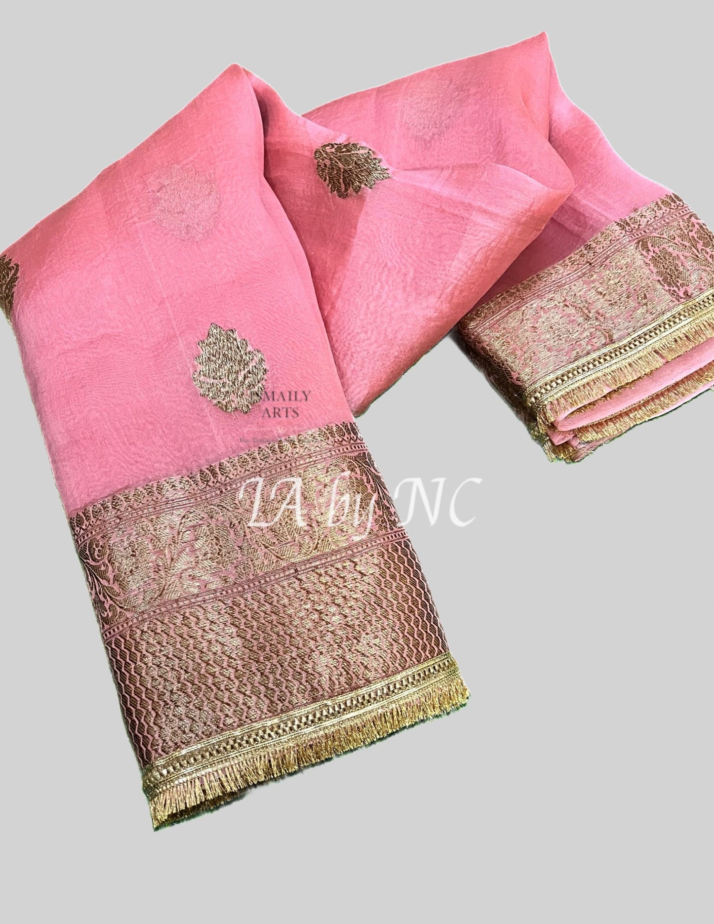 French Banarasi Pure Kora Organza Kadwa Saree