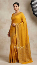 Goldenrod Banarasi Pure Khaddi Georgette Saree