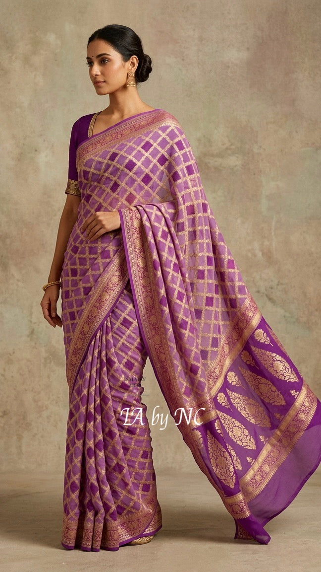 Mulberry Banarasi Pure Khaddi Georgette Saree