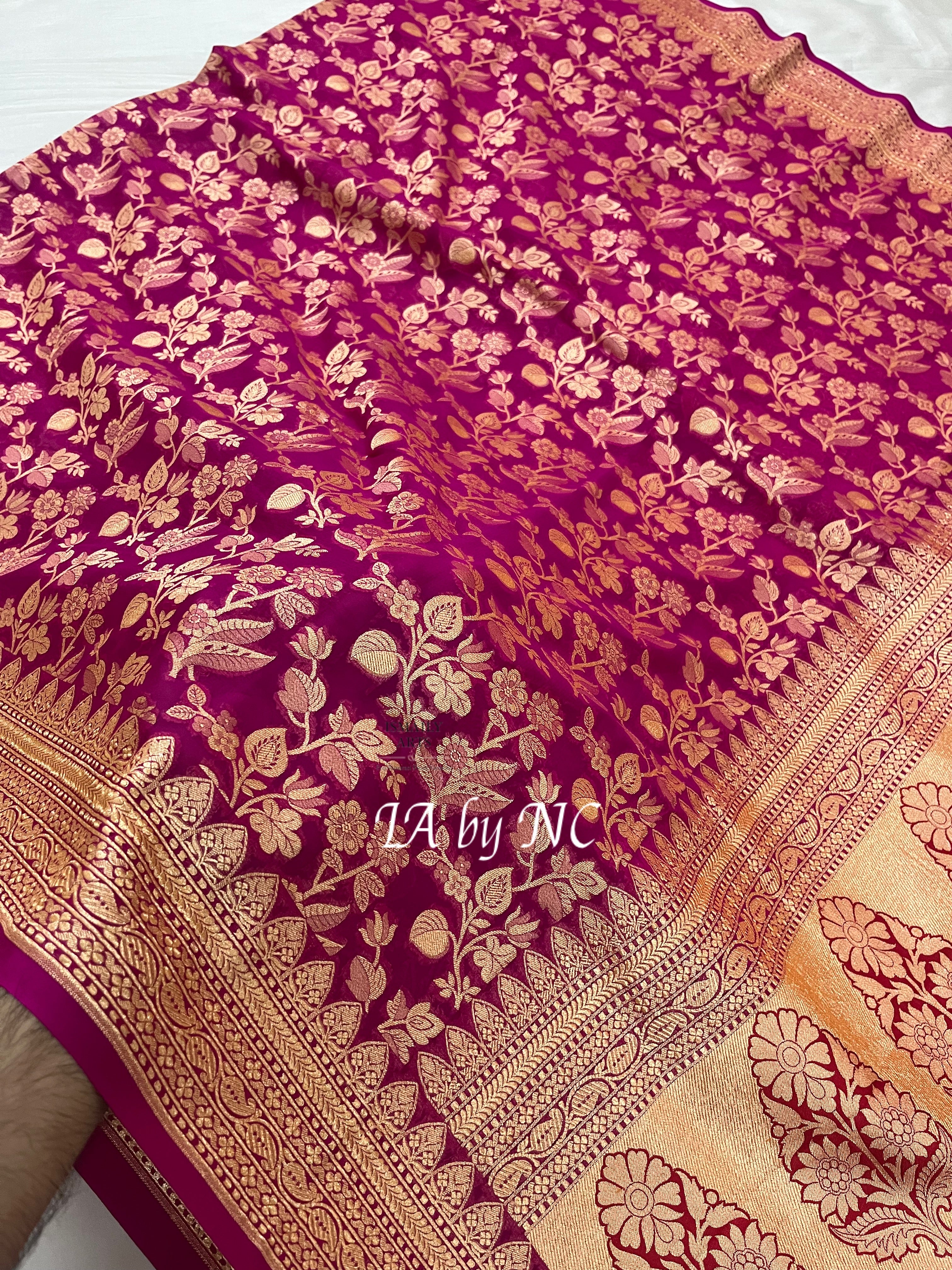 Rani Banarasi Pure Khaddi Georgette Saree