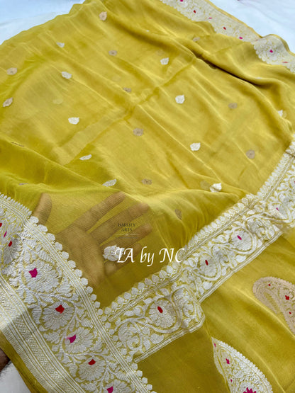 Devdas Banarasi Pure Khaddi Tissue Georgette Kadwa Saree