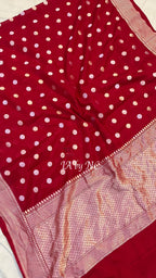 Carmine Banarasi Pure Khaddi Georgette Sona Rupa Saree