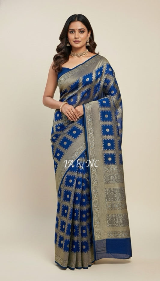 German Banarasi Pure Khaddi Georgette Saree