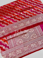 Crimson Banarasi Pure Katan Silk Rangkaat Jangla Pattu Saree