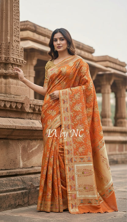 Tiger Banarasi Pure Katan Silk Tilfi Meenakari Pattu Saree