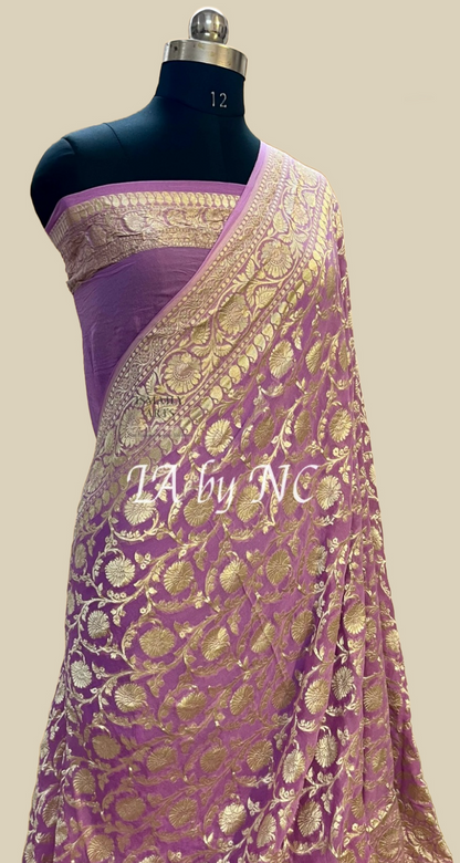 Orchid Banarasi Pure Khaddi Georgette Saree