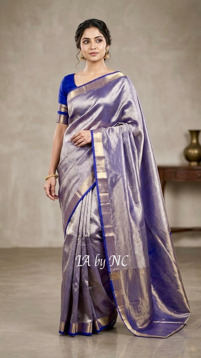 Grape Banarasi Pure Tissue Silk Saree