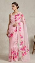 Baby Pink Banarasi Pure Kora Organza Saree
