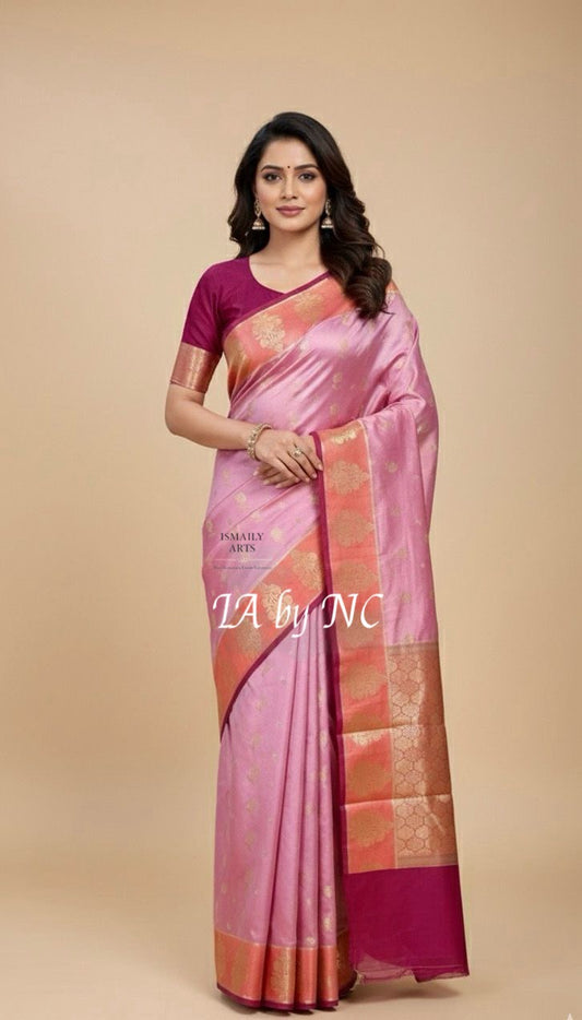 Mulberry Banarasi Pure Katan Silk Raw Mango Saree