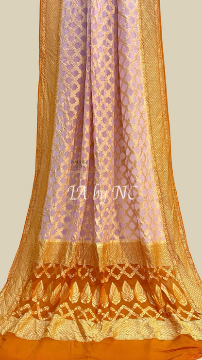 Carnation Banarasi Pure Khaddi Georgette Saree
