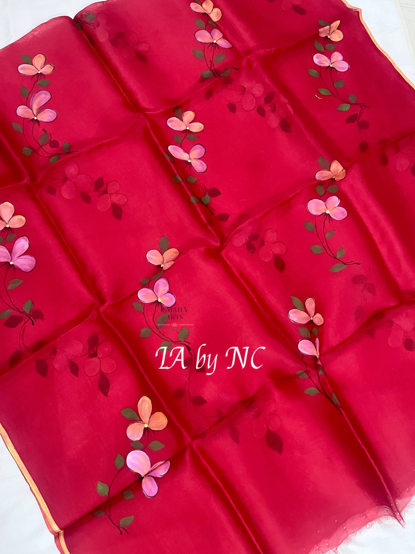 Carmine Banarasi Pure Kora Silk Dupatta