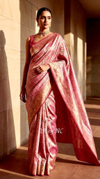 Fuschia Banarasi Pure Tissue Silk Brocade Saree