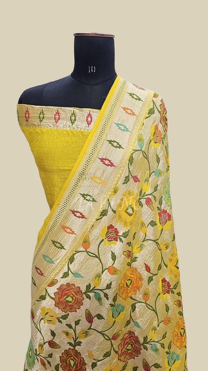 Bumblebee Banarasi Pure Khaddi Tussar Georgette Brocade Saree