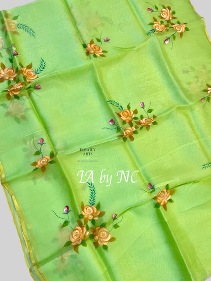 Tea Banarasi Pure Kora Organza Saree