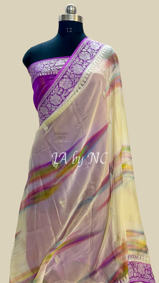 Electric Banarasi Pure Khaddi Georgette Kadwa Saree
