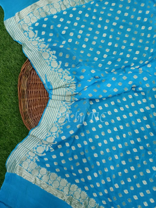 Azure Banarasi Pure Khaddi Georgette Dupatta