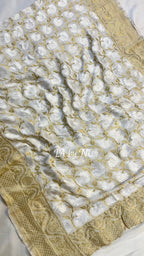 Offwhite Banarasi Pure Khaddi Georgette Dupatta