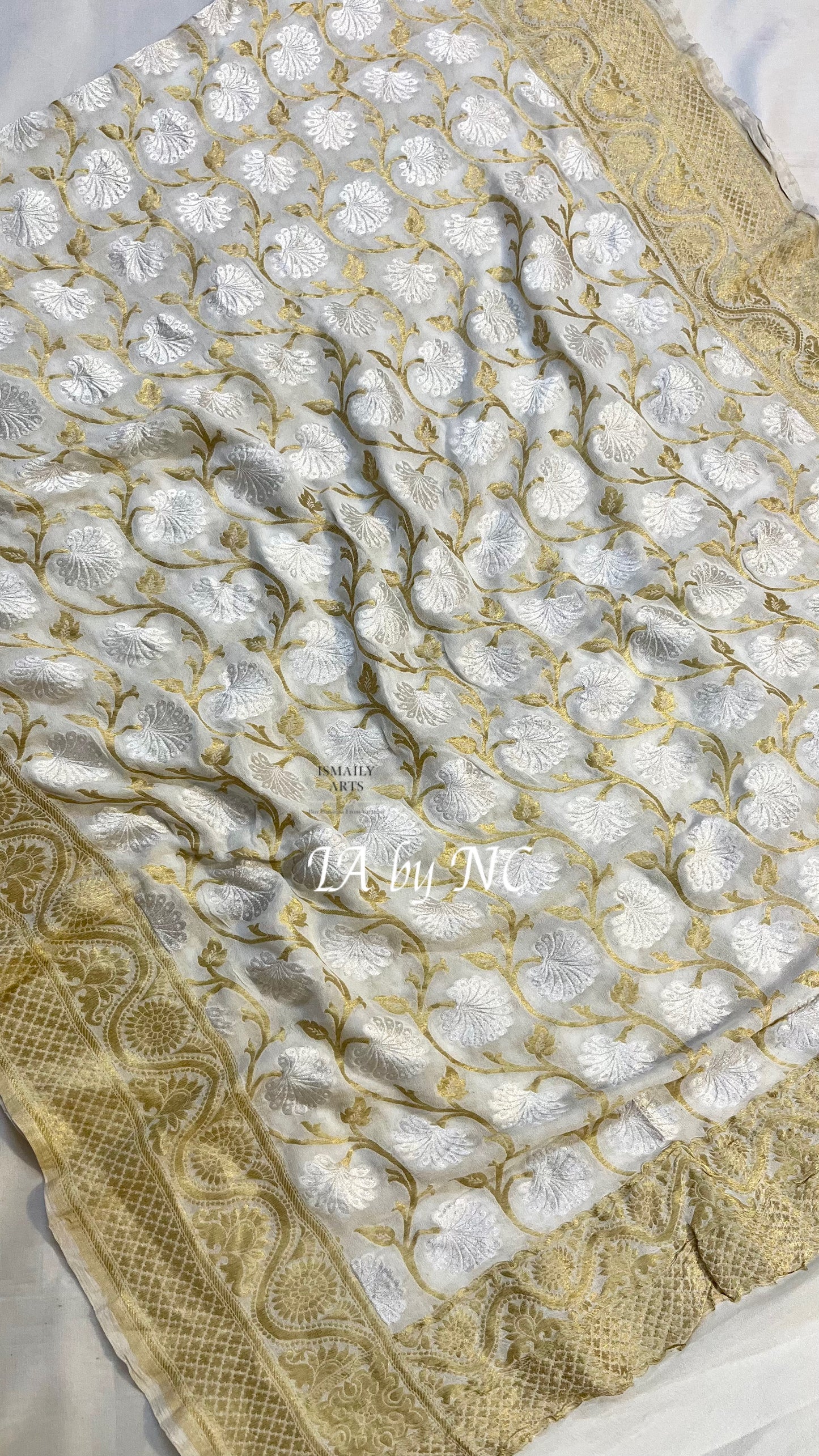 Offwhite Banarasi Pure Khaddi Georgette Dupatta