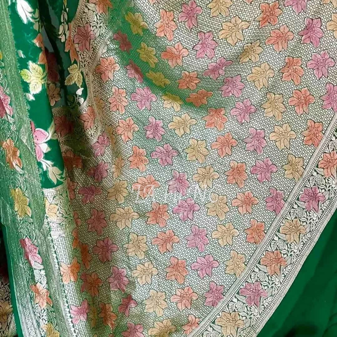 Forest Banarasi Pure Khaddi Georgette Saree