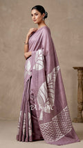 Mauve Banarasi Pure Khaddi Tussar Georgette Designer Saree