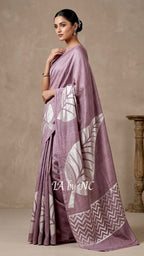 Mauve Banarasi Pure Khaddi Tussar Georgette Designer Saree
