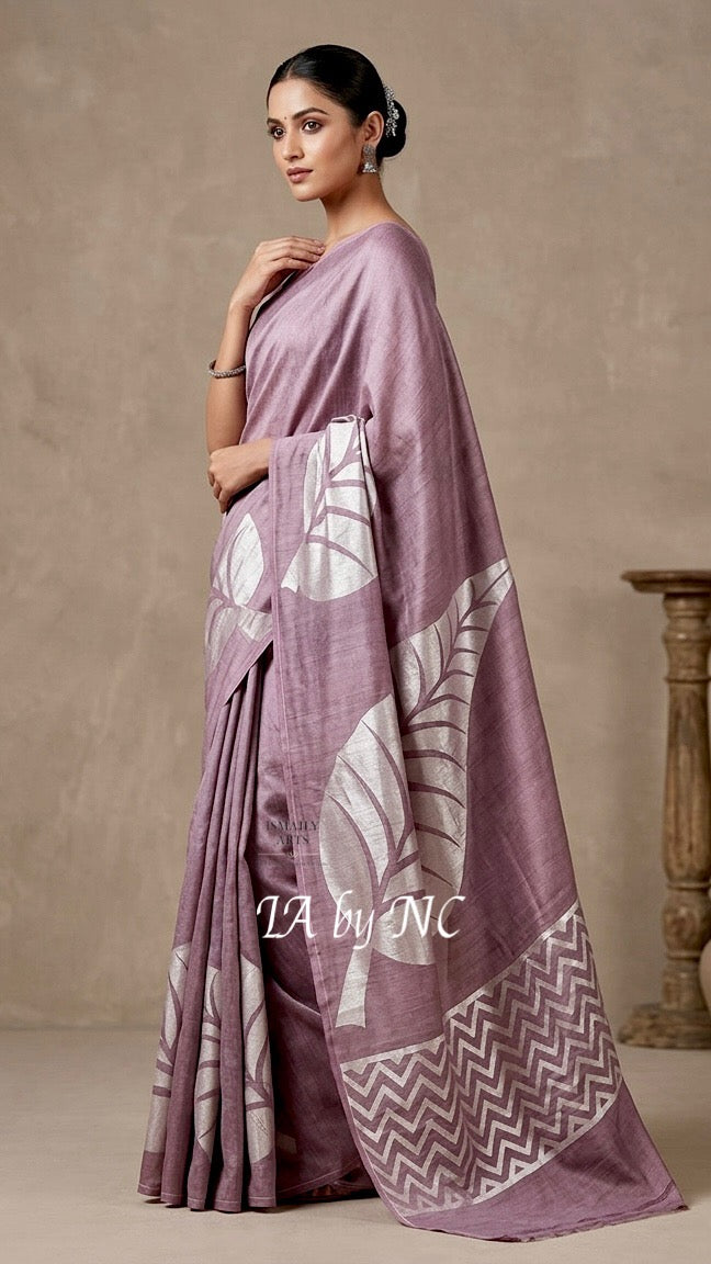 Mauve Banarasi Pure Khaddi Tussar Georgette Designer Saree