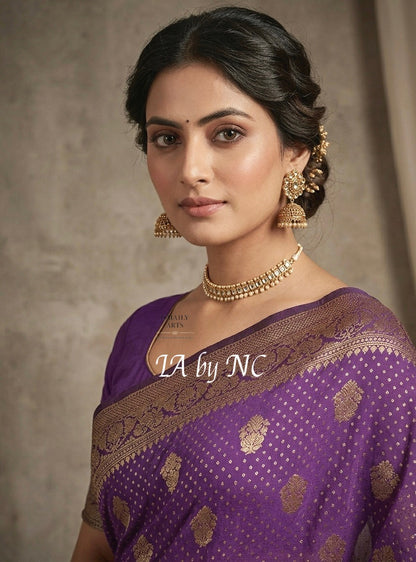 Plum Banarasi Pure Khaddi Georgette Saree